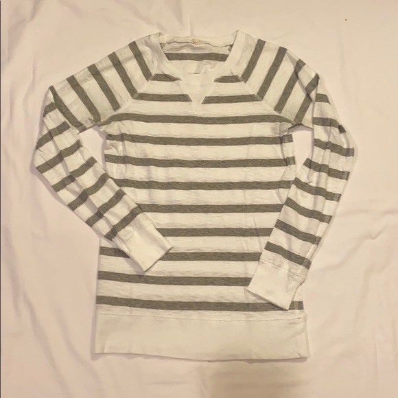 J. Crew Factory Tops - JCrew Factory gray/white striped popover